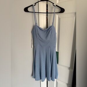 B. Smart Light Blue Mini Dress with Spaghetti Straps